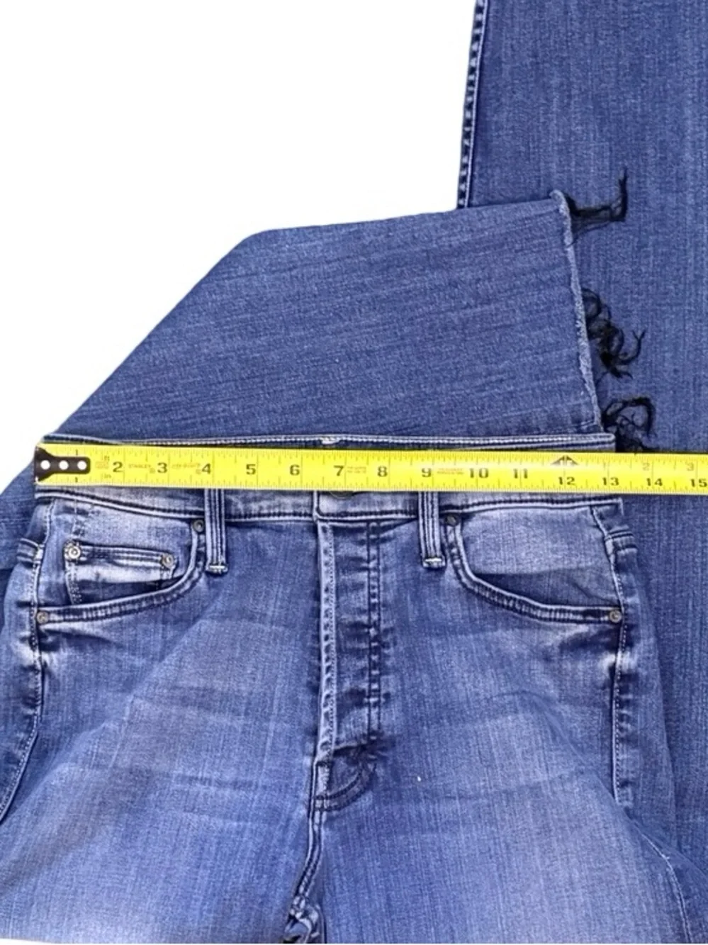 MOTHER The Tomcat Straight Leg Ankle Fray Blue Denim Jeans in Watch Me Size 27